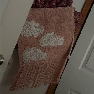 Pink Rug sign  with White Cloud Design